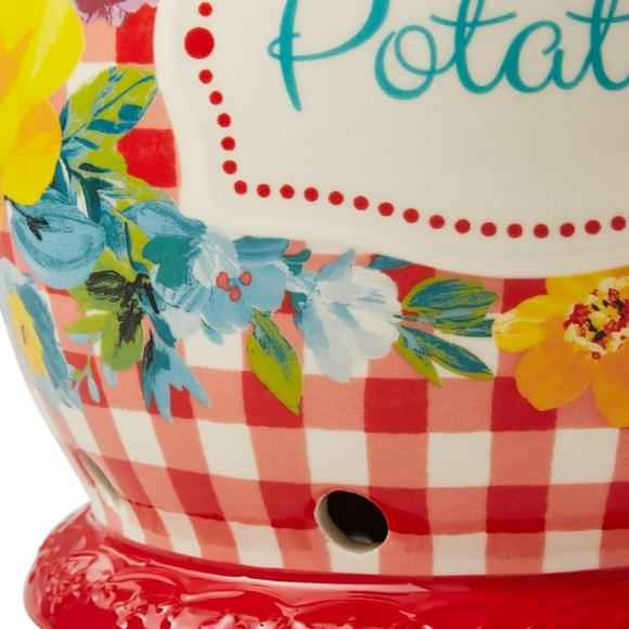 💕 New Pioneer Woman Sweet Romance Red Gingham Potatoe Keeper - Picture 5 of 8